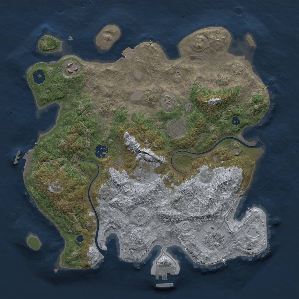 Rust Map: Procedural Map, Size: 3444, Seed: 50000, 12 Monuments