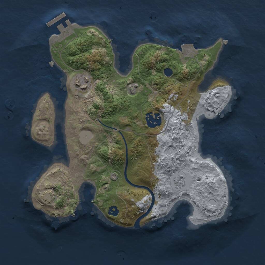 Rust Map: Procedural Map, Size: 2500, Seed: 1643413823, 6 Monuments