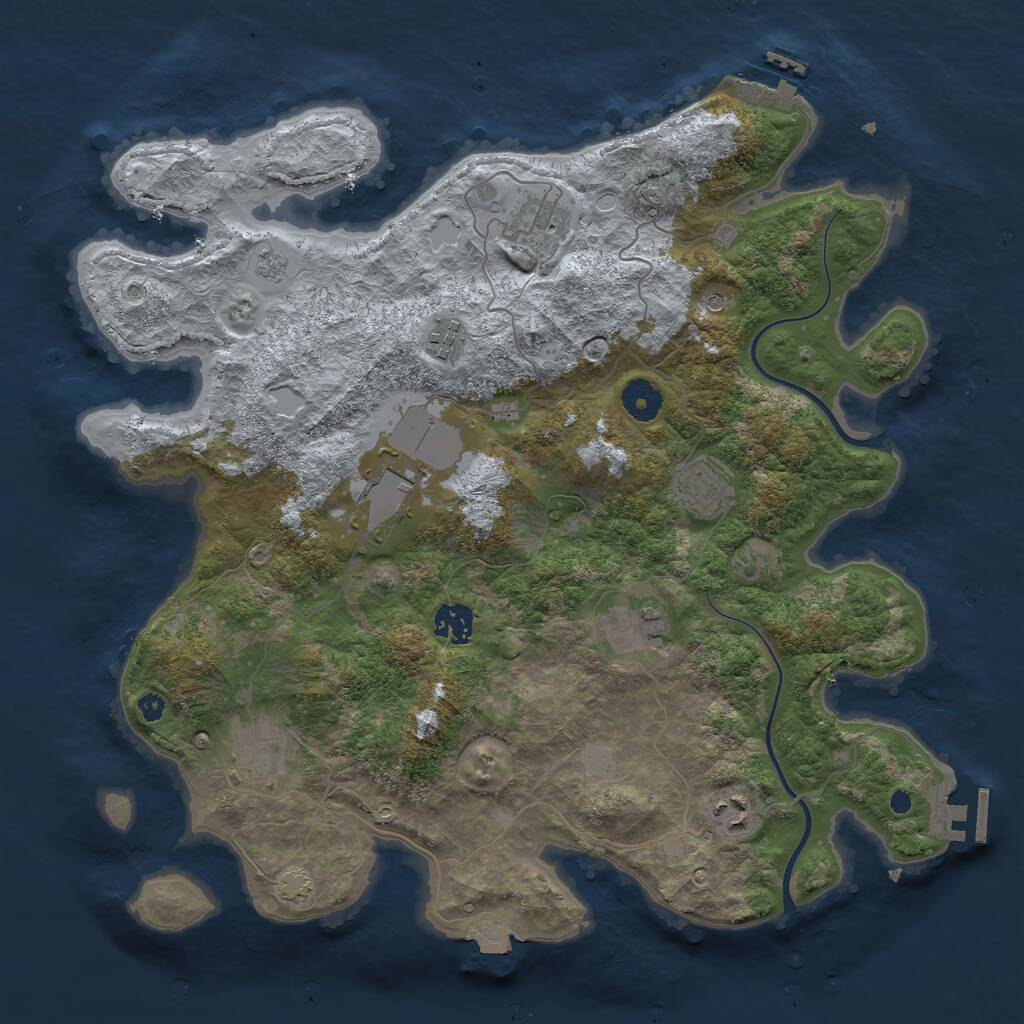 Rust Map: Procedural Map, Size: 3800, Seed: 435973517, 14 Monuments