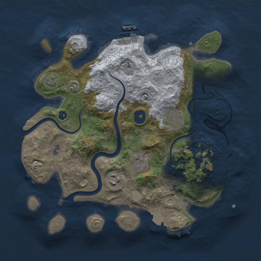 Rust Map: Procedural Map, Size: 3000, Seed: 385459282, 9 Monuments