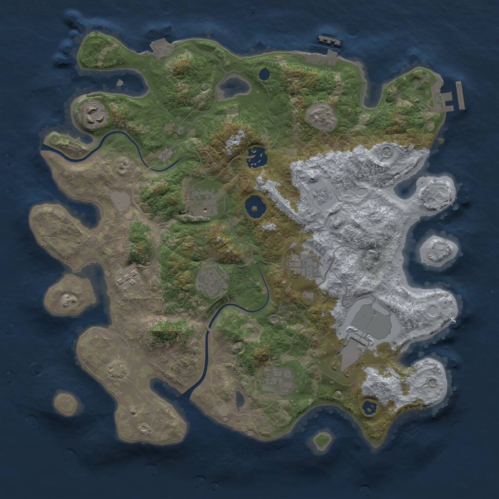 Rust Map: Procedural Map, Size: 3500, Seed: 136342, 14 Monuments