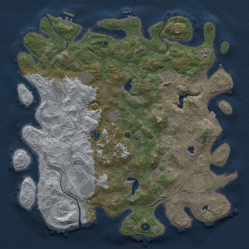 Rust Map: Procedural Map, Size: 4500, Seed: 196835215, 16 Monuments