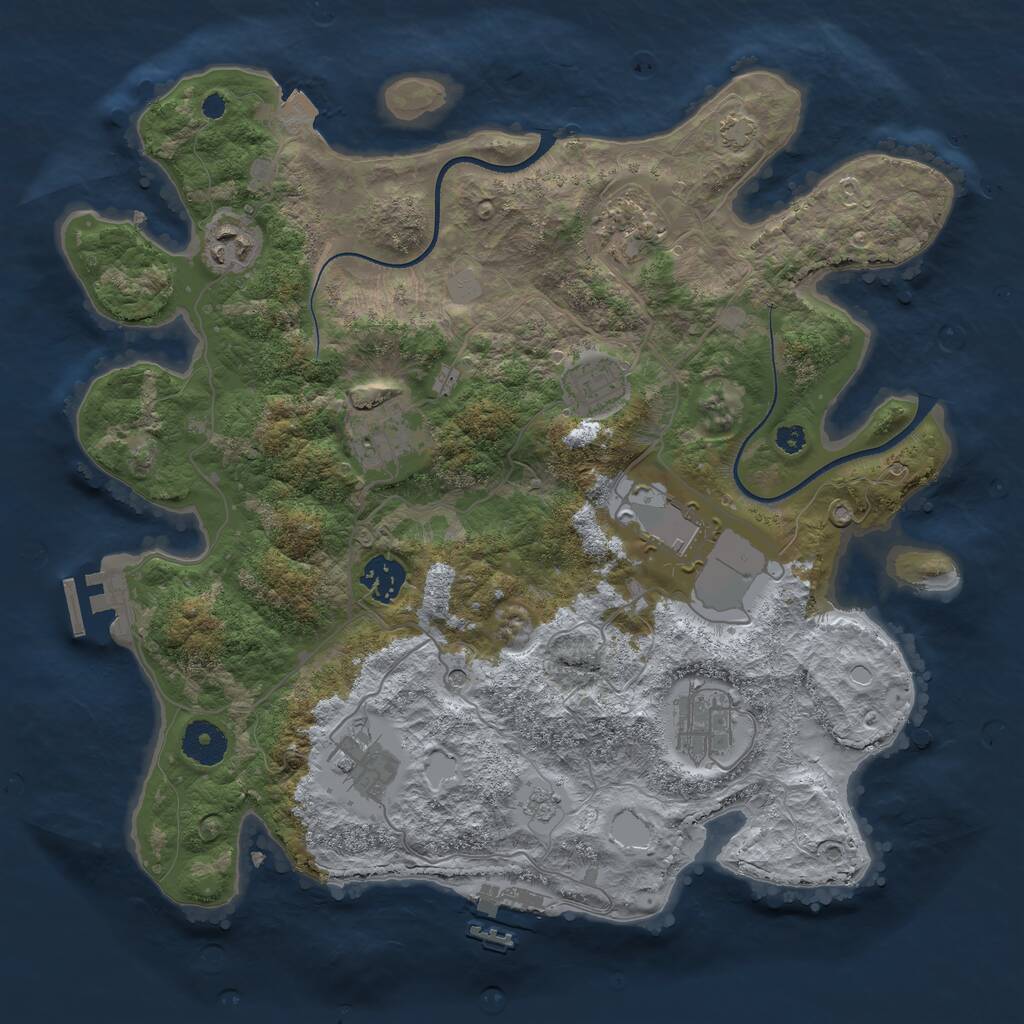 Rust Map: Procedural Map, Size: 3500, Seed: 791349367, 14 Monuments