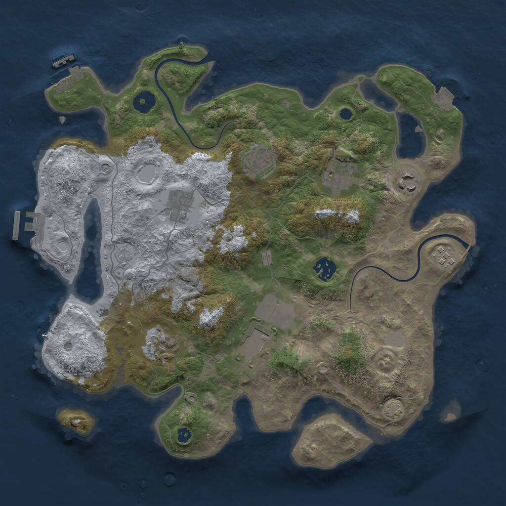 Rust Map: Procedural Map, Size: 3500, Seed: 2083072471, 14 Monuments
