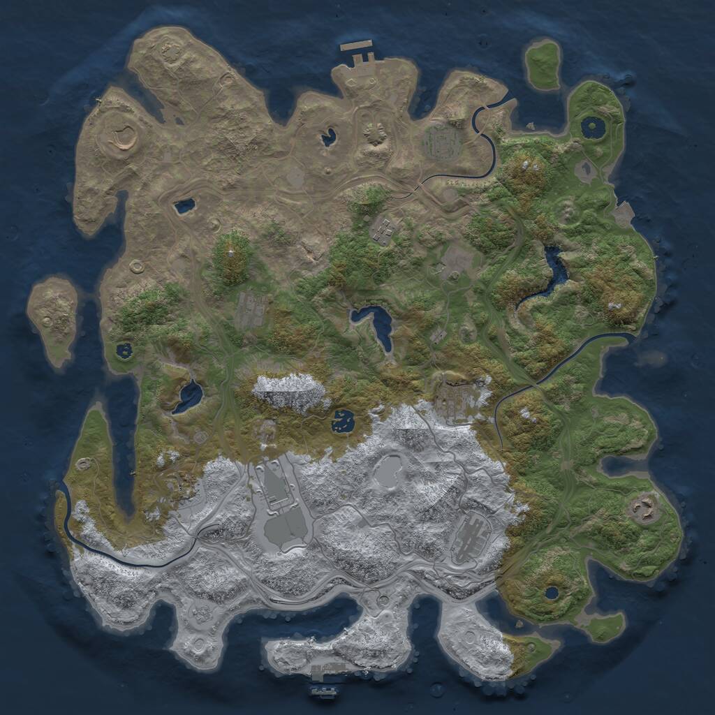 Rust Map: Procedural Map, Size: 4500, Seed: 252293221, 17 Monuments