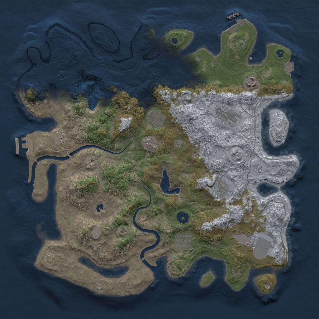 Rust Map: Procedural Map, Size: 4000, Seed: 1562904428, 13 Monuments
