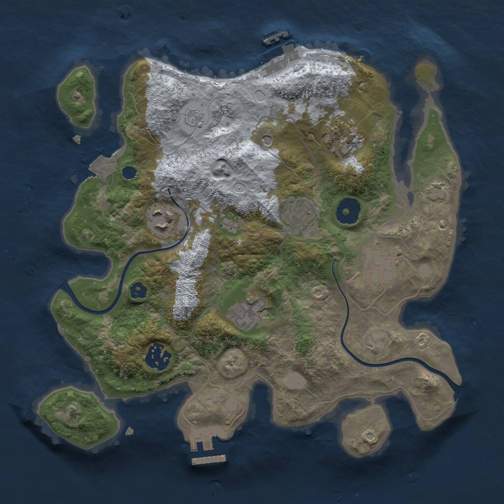 Rust Map: Procedural Map, Size: 3000, Seed: 64766, 12 Monuments