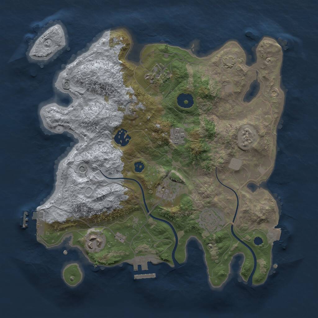 Rust Map: Procedural Map, Size: 3000, Seed: 4619087, 11 Monuments