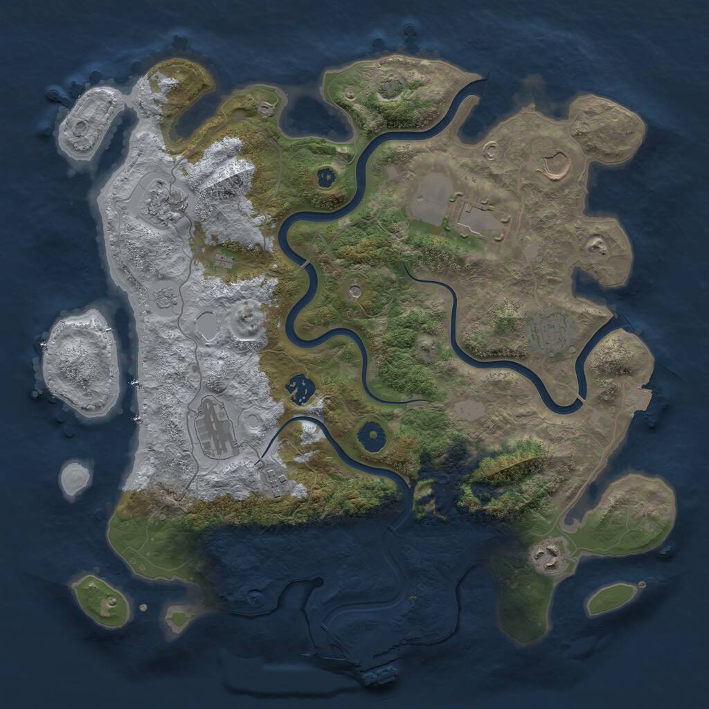 Rust Map: Procedural Map, Size: 3750, Seed: 216486787, 13 Monuments