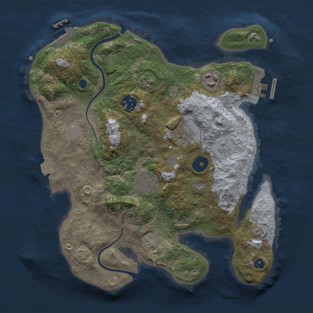 Rust Map: Procedural Map, Size: 3000, Seed: 281877, 10 Monuments