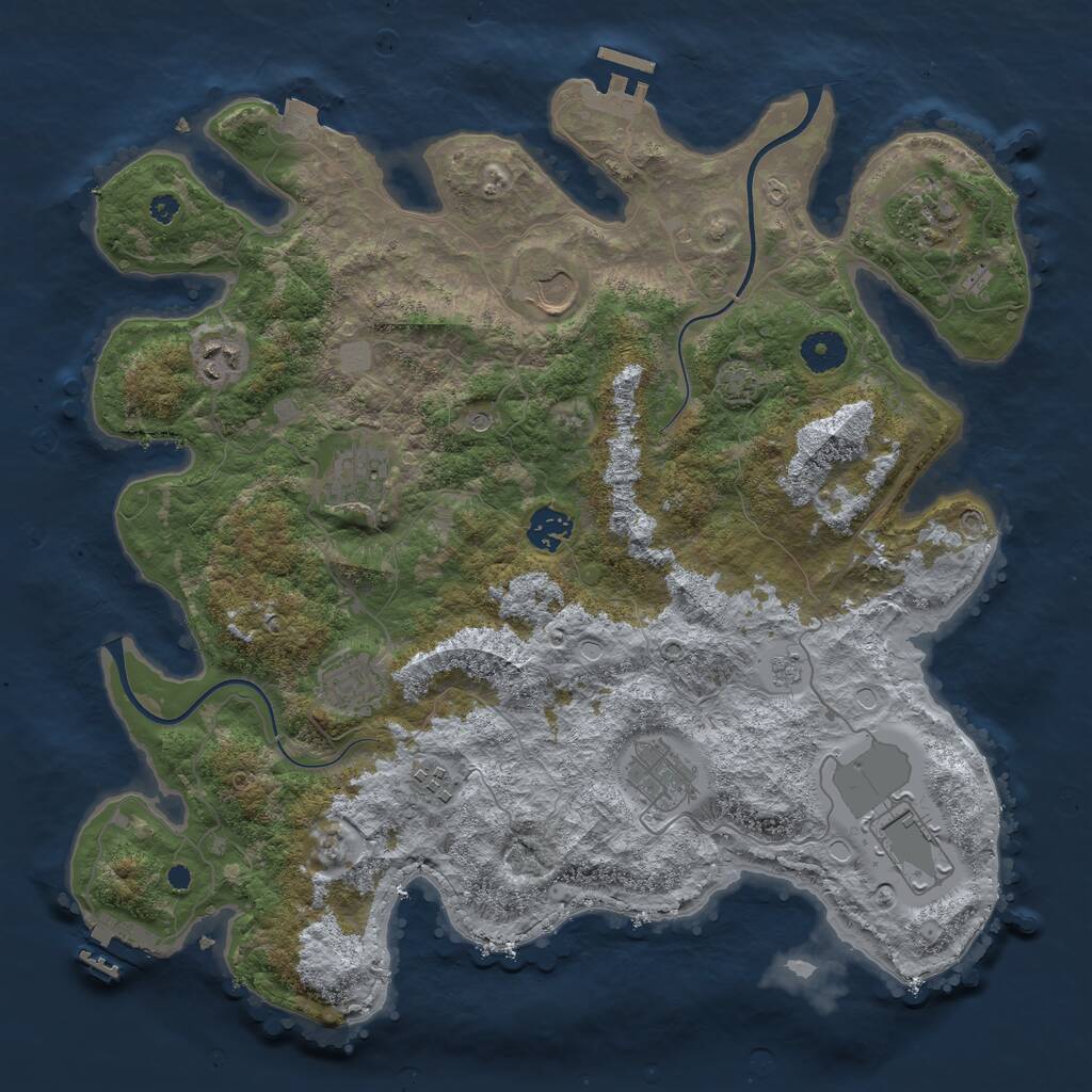 Rust Map: Procedural Map, Size: 3800, Seed: 4353, 15 Monuments