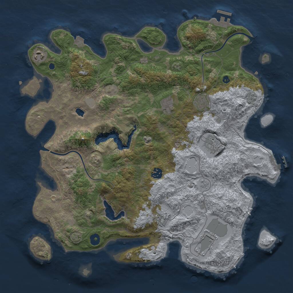 Rust Map: Procedural Map, Size: 4000, Seed: 324845751, 14 Monuments