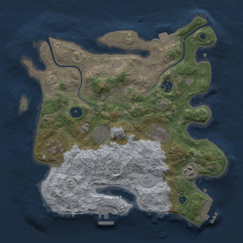 Rust Map: Procedural Map, Size: 3250, Seed: 30000, 11 Monuments
