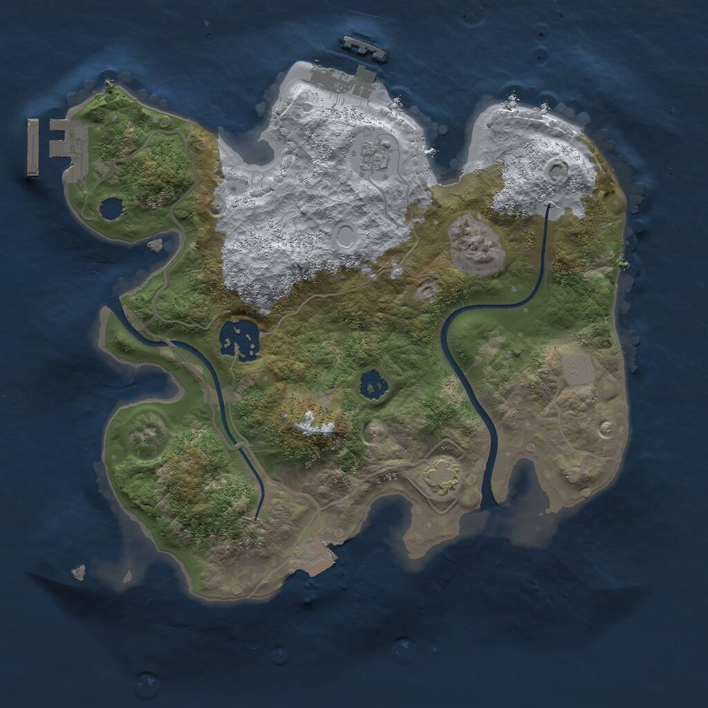 Rust Map: Procedural Map, Size: 2500, Seed: 367582729, 6 Monuments