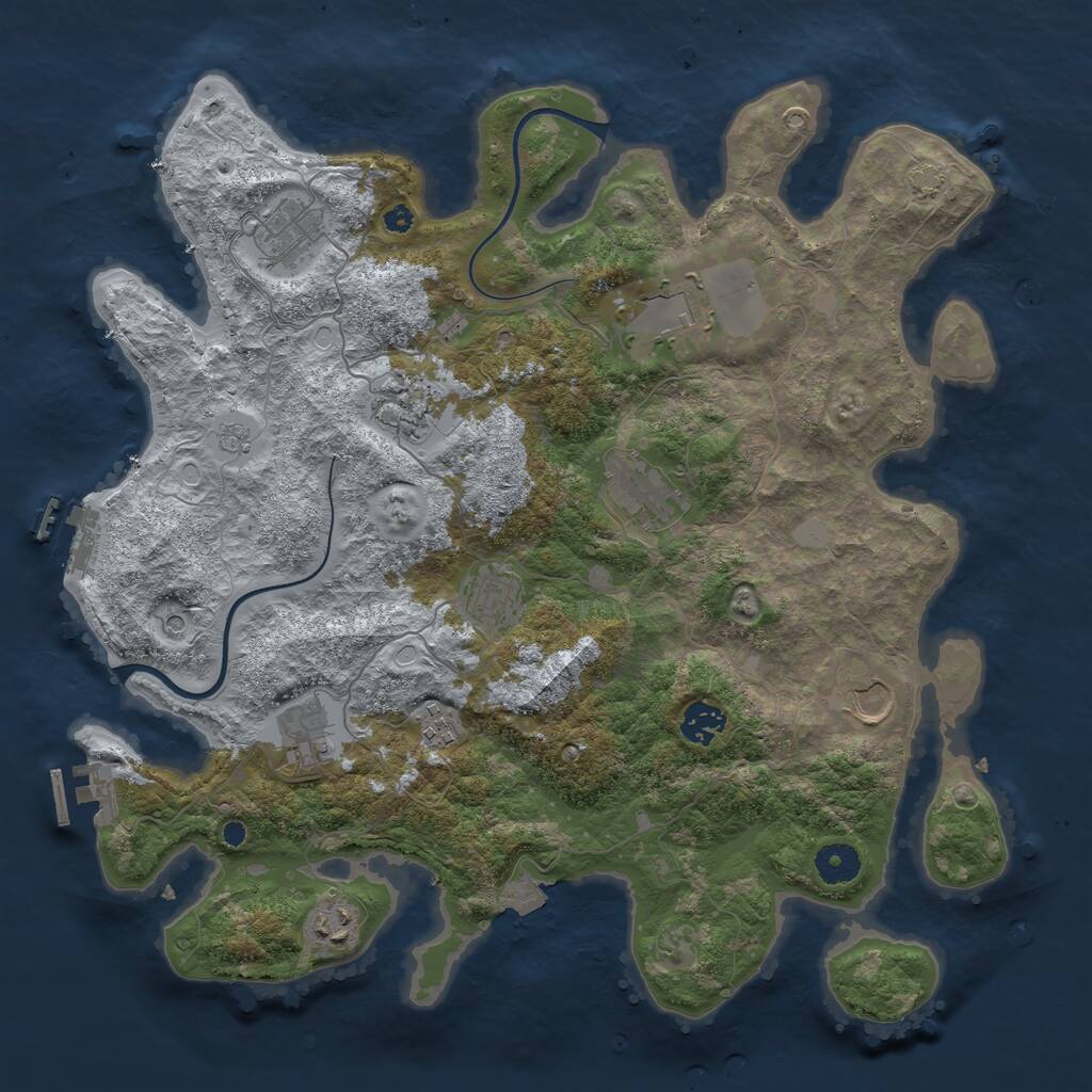 Rust Map: Procedural Map, Size: 3850, Seed: 1333951267, 16 Monuments
