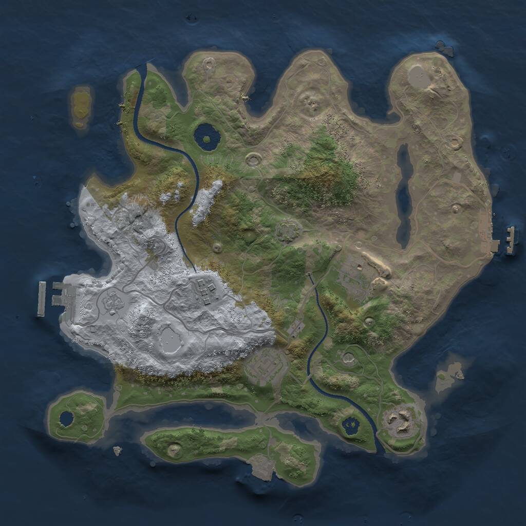 Rust Map: Procedural Map, Size: 3000, Seed: 14118, 10 Monuments