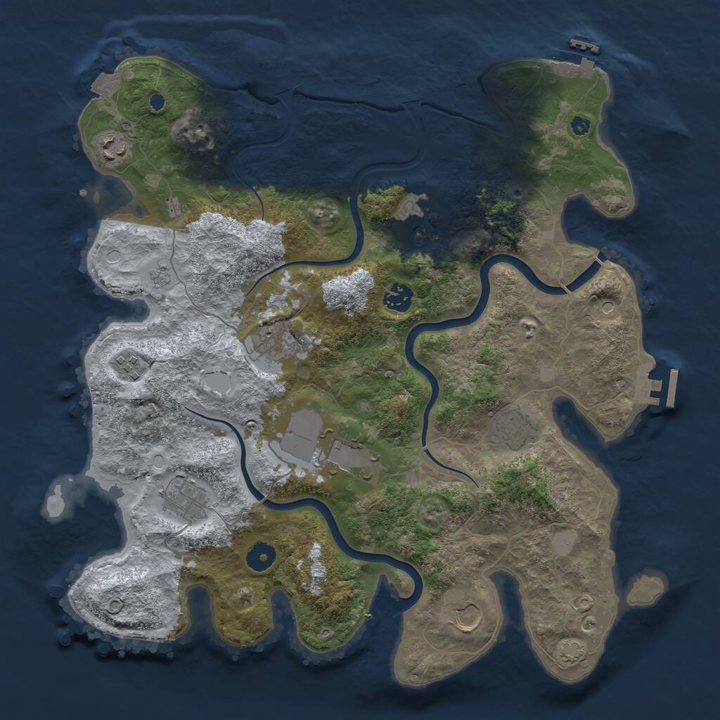Rust Map: Procedural Map, Size: 3800, Seed: 26341446, 15 Monuments