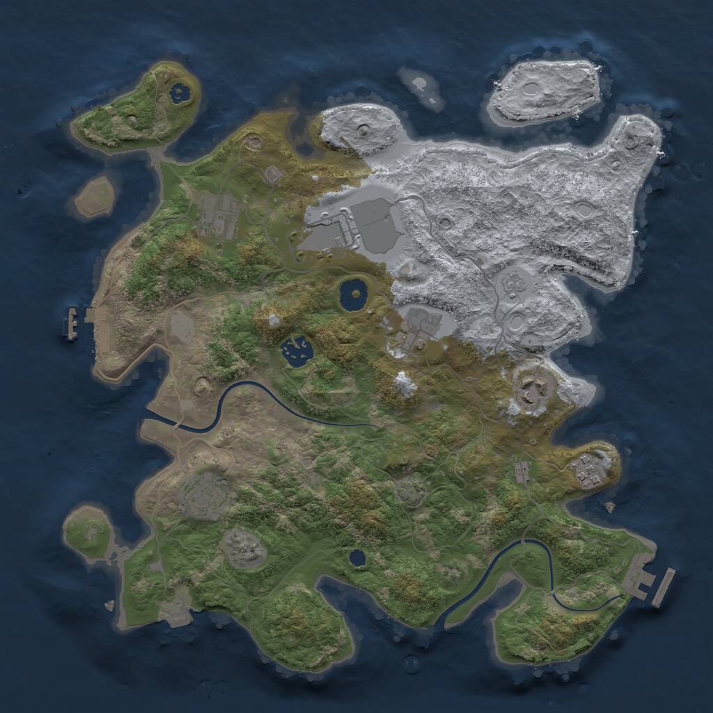 Rust Map: Procedural Map, Size: 3500, Seed: 623520852, 12 Monuments