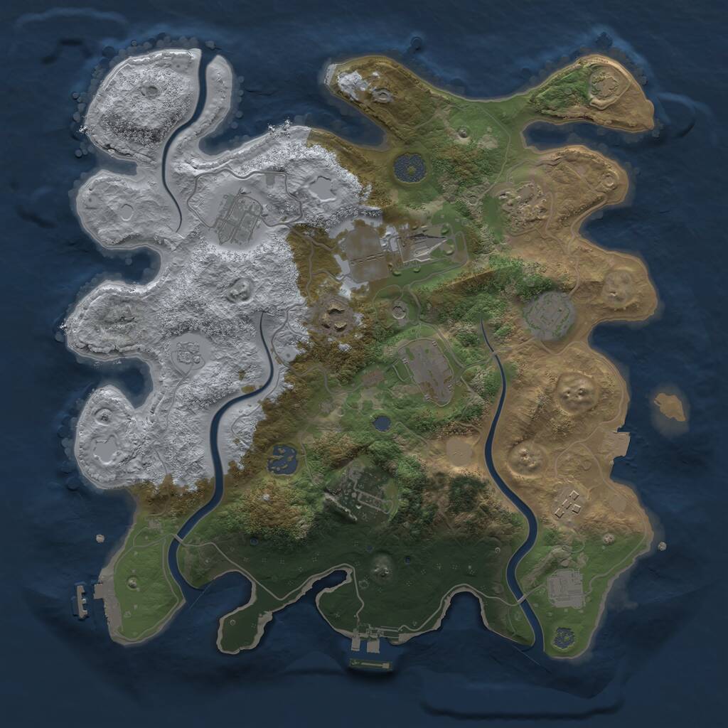 Rust Map: Procedural Map, Size: 3500, Seed: 465352343, 17 Monuments