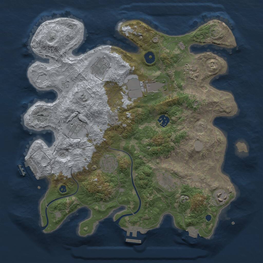 Rust Map: Procedural Map, Size: 3500, Seed: 465352343, 15 Monuments