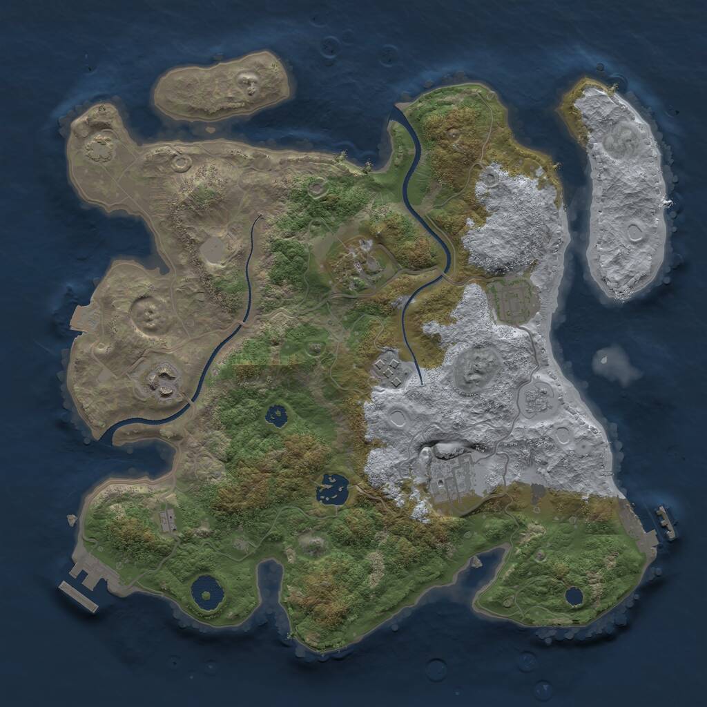 Rust Map: Procedural Map, Size: 3250, Seed: 530950722, 11 Monuments
