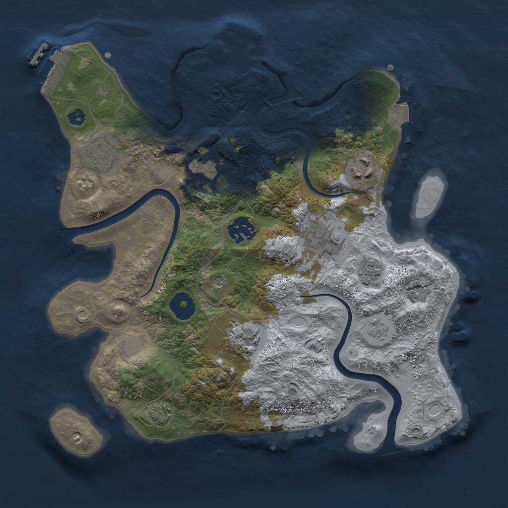 Rust Map: Procedural Map, Size: 3000, Seed: 964534, 13 Monuments