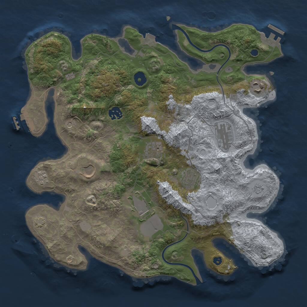 Rust Map: Procedural Map, Size: 3500, Seed: 1698624043, 14 Monuments