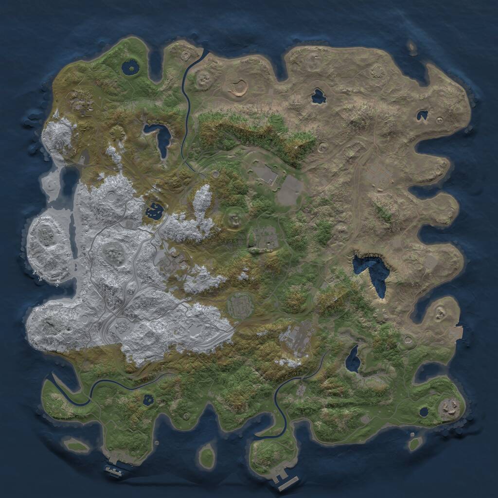 Rust Map: Procedural Map, Size: 4500, Seed: 1385494837, 17 Monuments