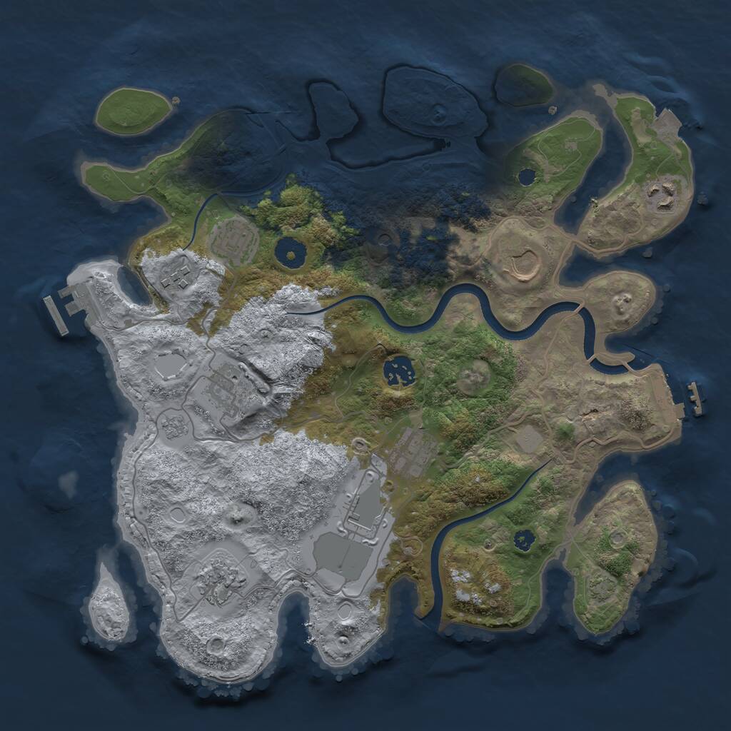 Rust Map: Procedural Map, Size: 3500, Seed: 132634799, 15 Monuments