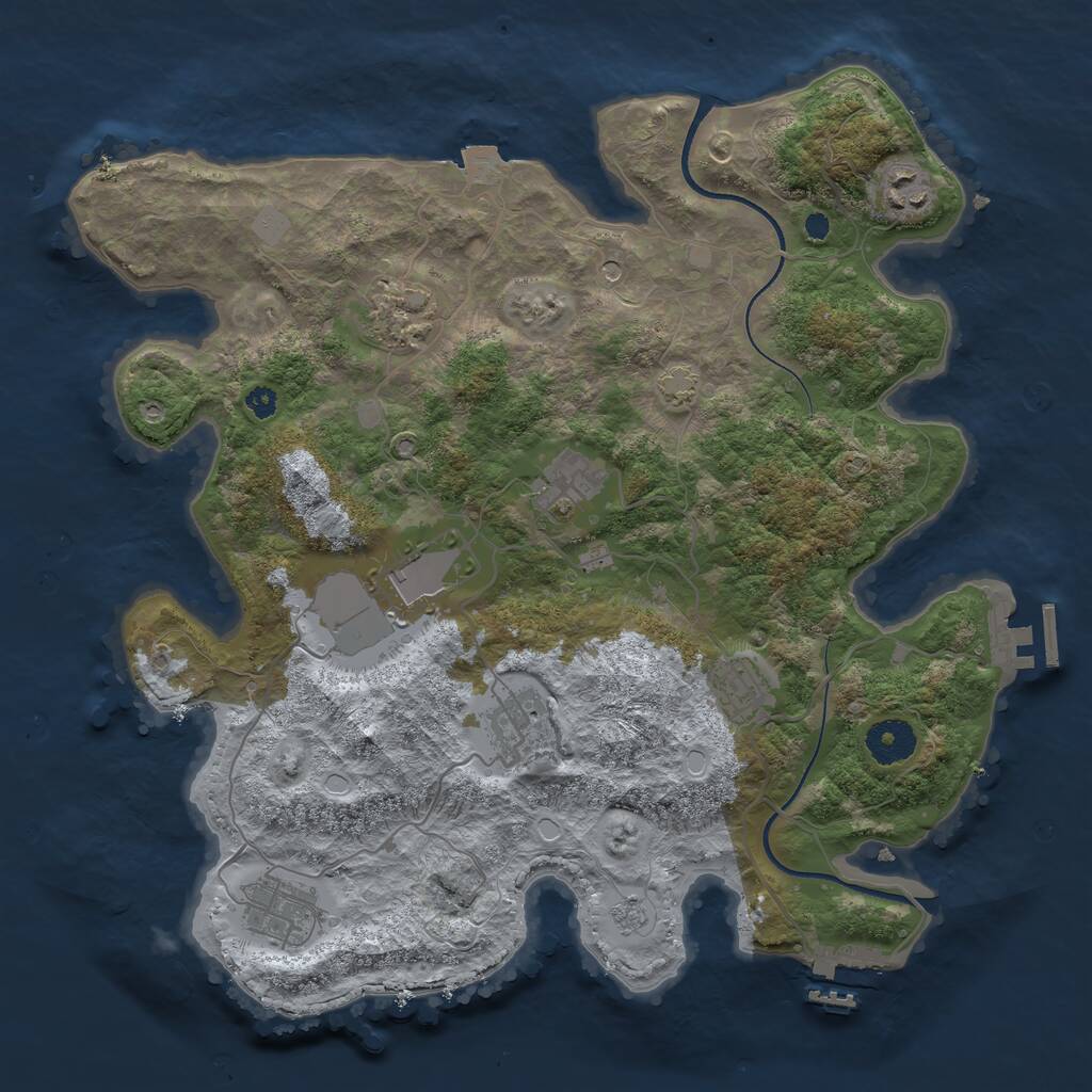 Rust Map: Procedural Map, Size: 3500, Seed: 1385379718, 13 Monuments