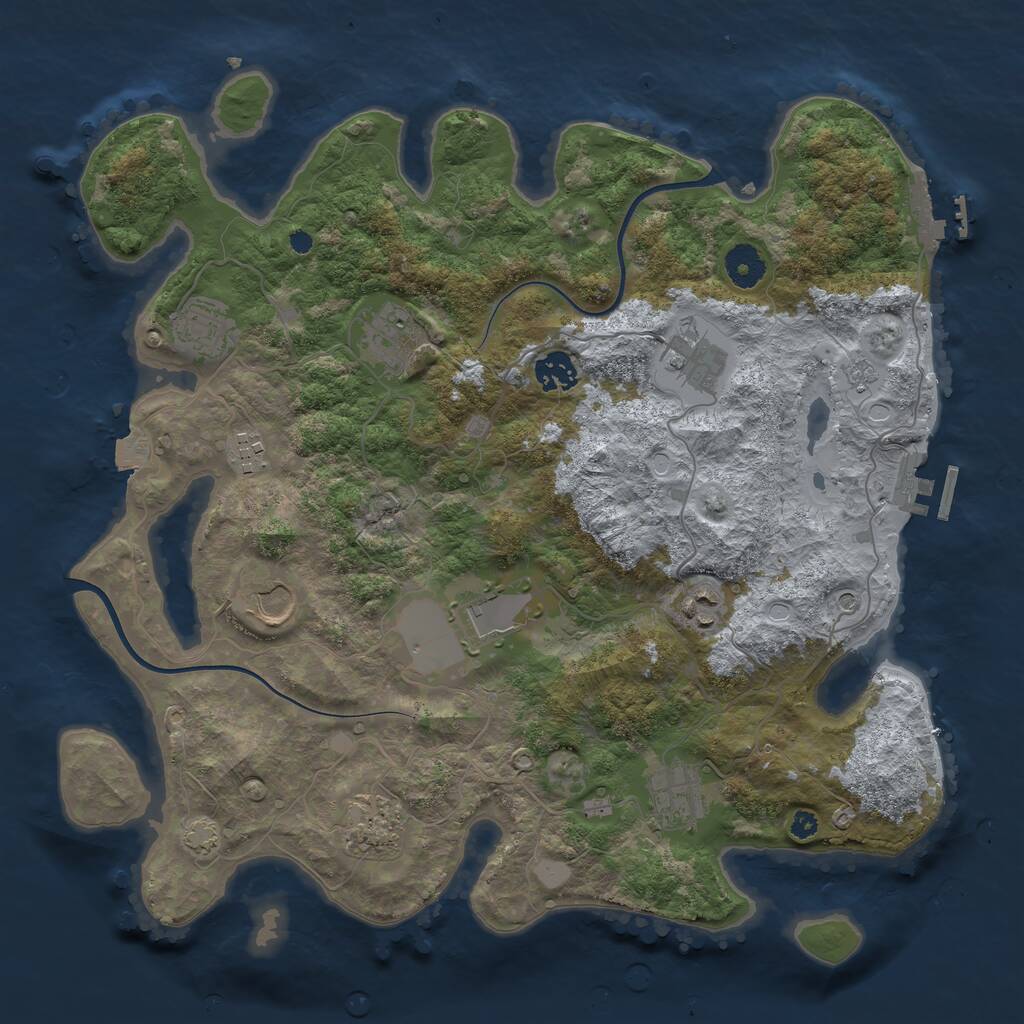 Rust Map: Procedural Map, Size: 3750, Seed: 415307291, 16 Monuments