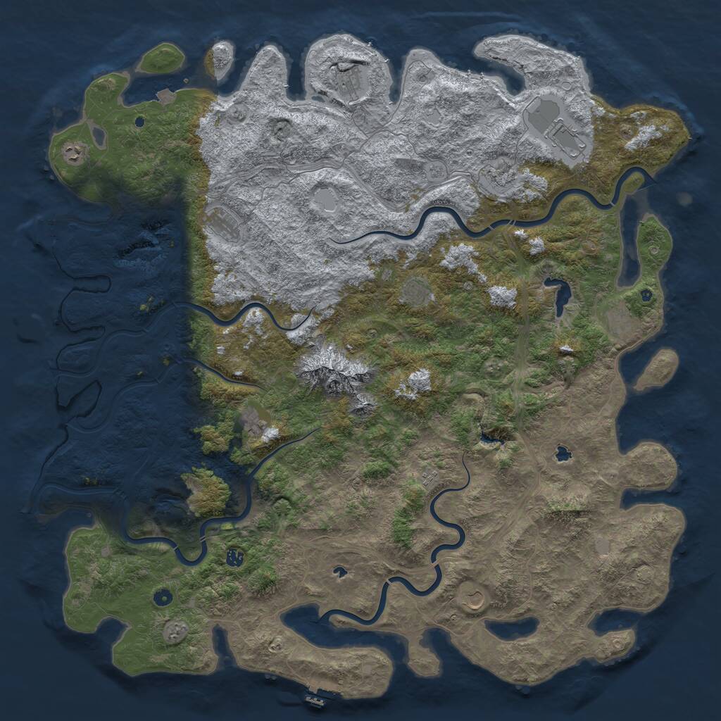 Rust Map: Procedural Map, Size: 6000, Seed: 463891232, 17 Monuments