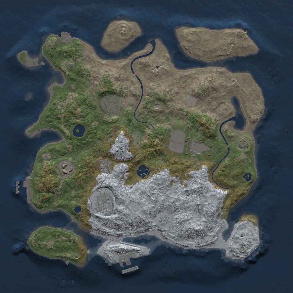 Rust Map: Procedural Map, Size: 3500, Seed: 789451, 12 Monuments