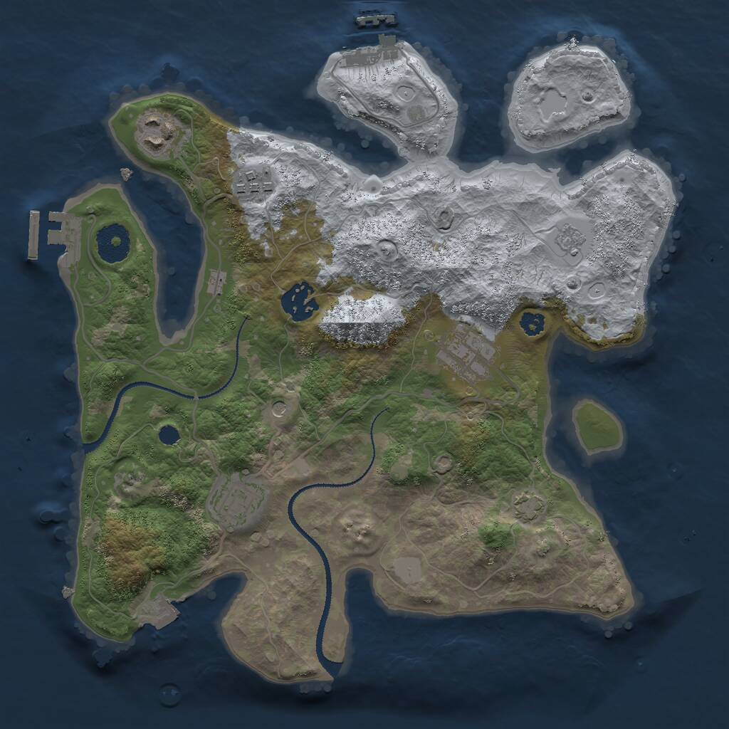 Rust Map: Procedural Map, Size: 3000, Seed: 2109425105, 11 Monuments