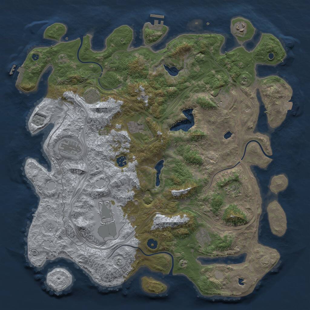 Rust Map: Procedural Map, Size: 4500, Seed: 1355283800, 16 Monuments