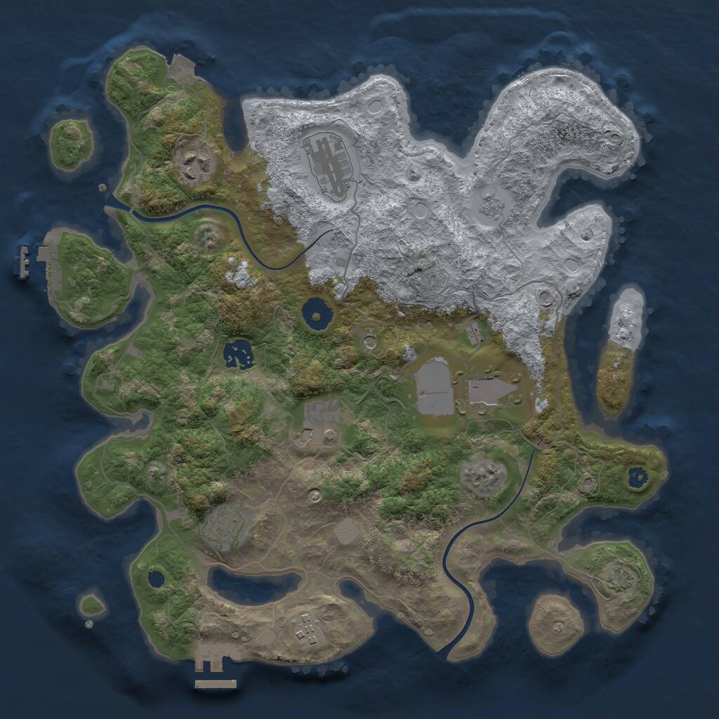 Rust Map: Procedural Map, Size: 3500, Seed: 50577079, 13 Monuments
