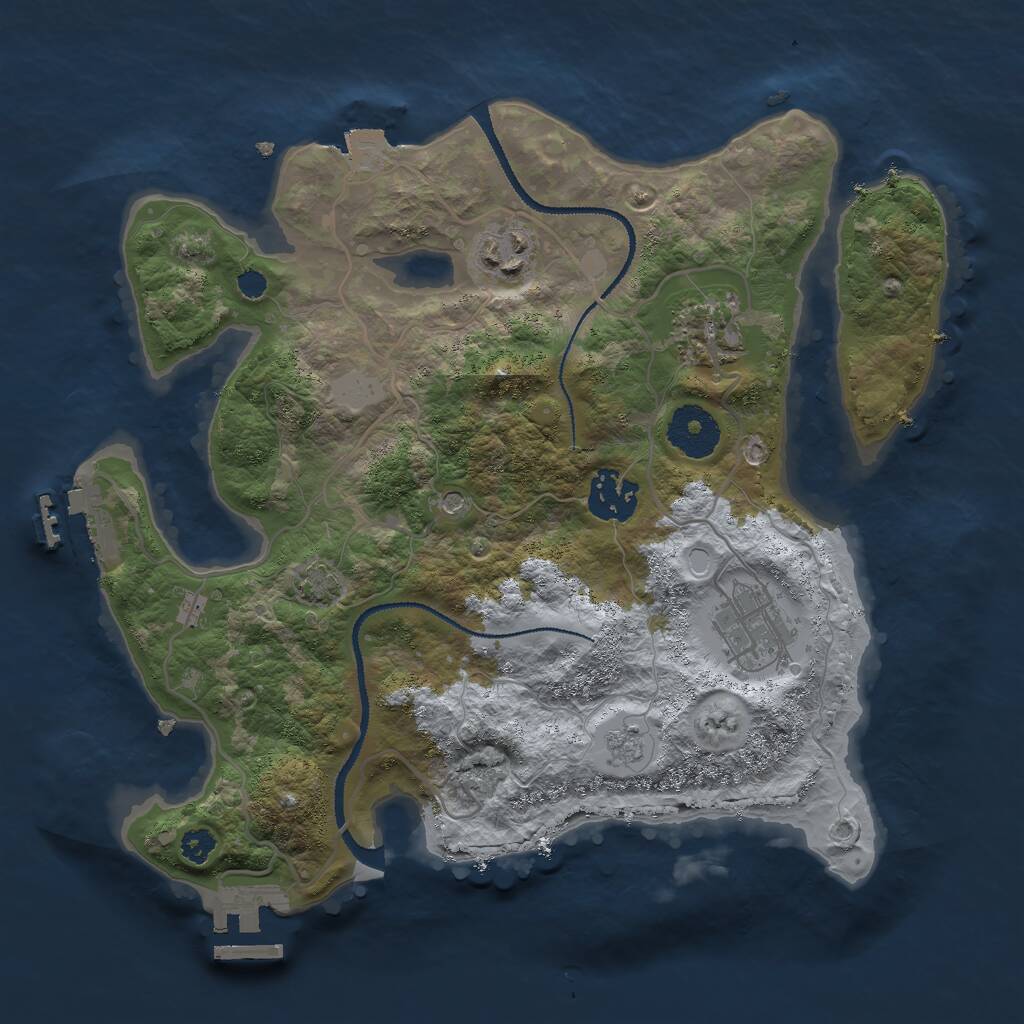 Rust Map: Procedural Map, Size: 3000, Seed: 1989142875, 10 Monuments