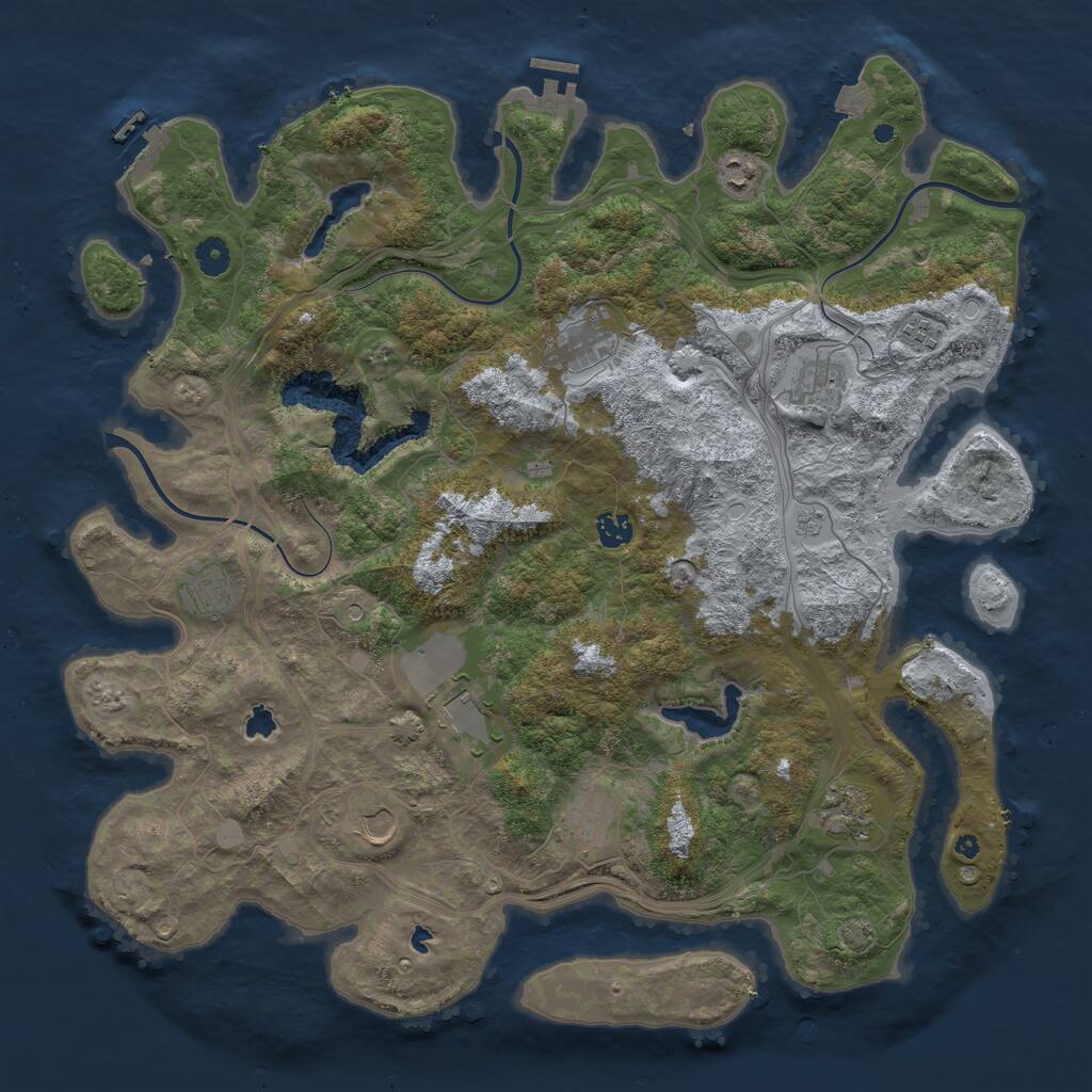 Rust Map: Procedural Map, Size: 4500, Seed: 90225, 16 Monuments