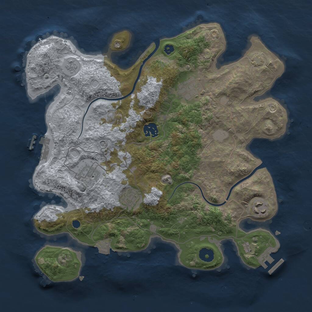 Rust Map: Procedural Map, Size: 3200, Seed: 1136234692, 11 Monuments