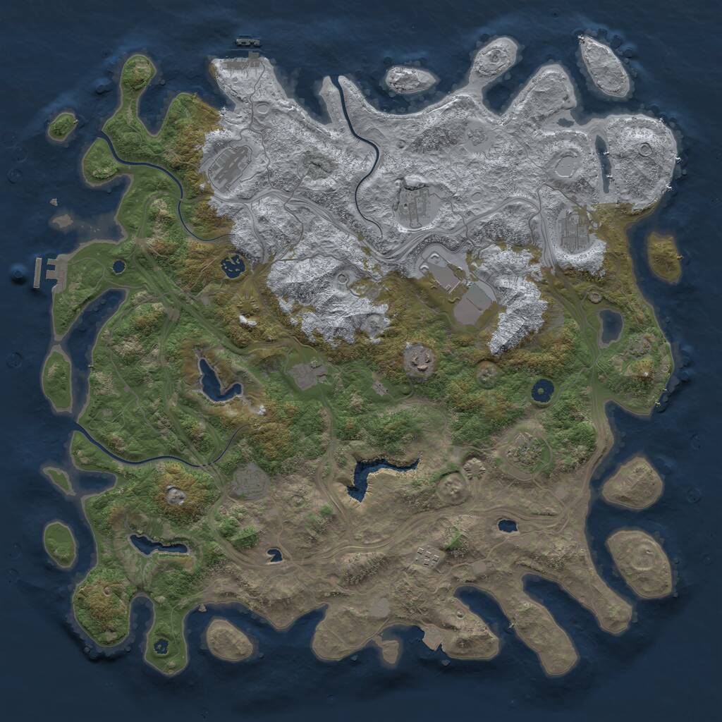 Rust Map: Procedural Map, Size: 4800, Seed: 1180961615, 16 Monuments