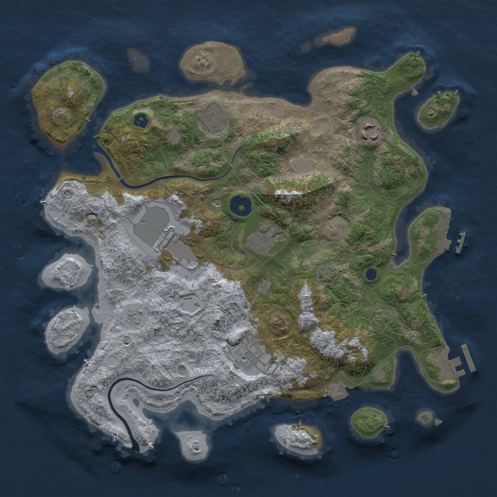 Rust Map: Procedural Map, Size: 3500, Seed: 1064688329, 11 Monuments