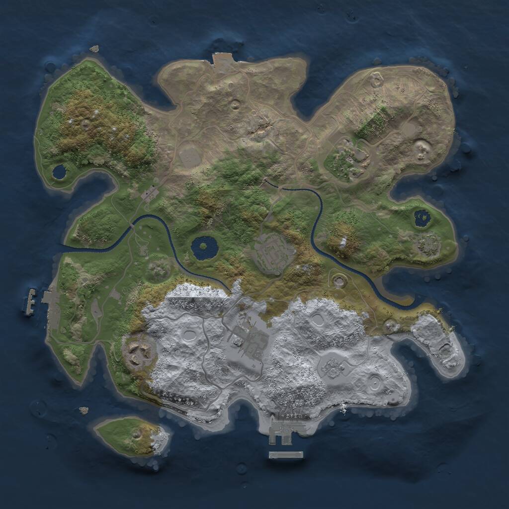 Rust Map: Procedural Map, Size: 3000, Seed: 456329898, 9 Monuments