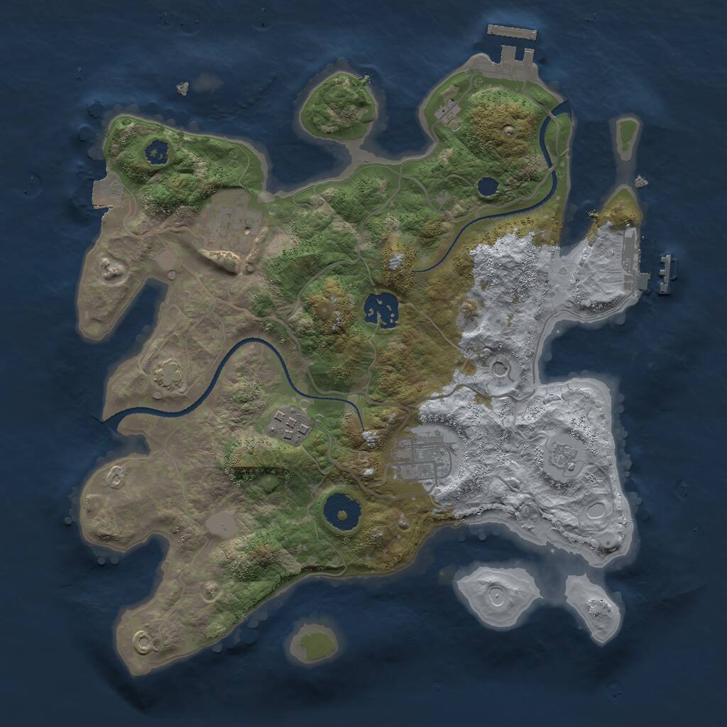 Rust Map: Procedural Map, Size: 3000, Seed: 377007771, 10 Monuments