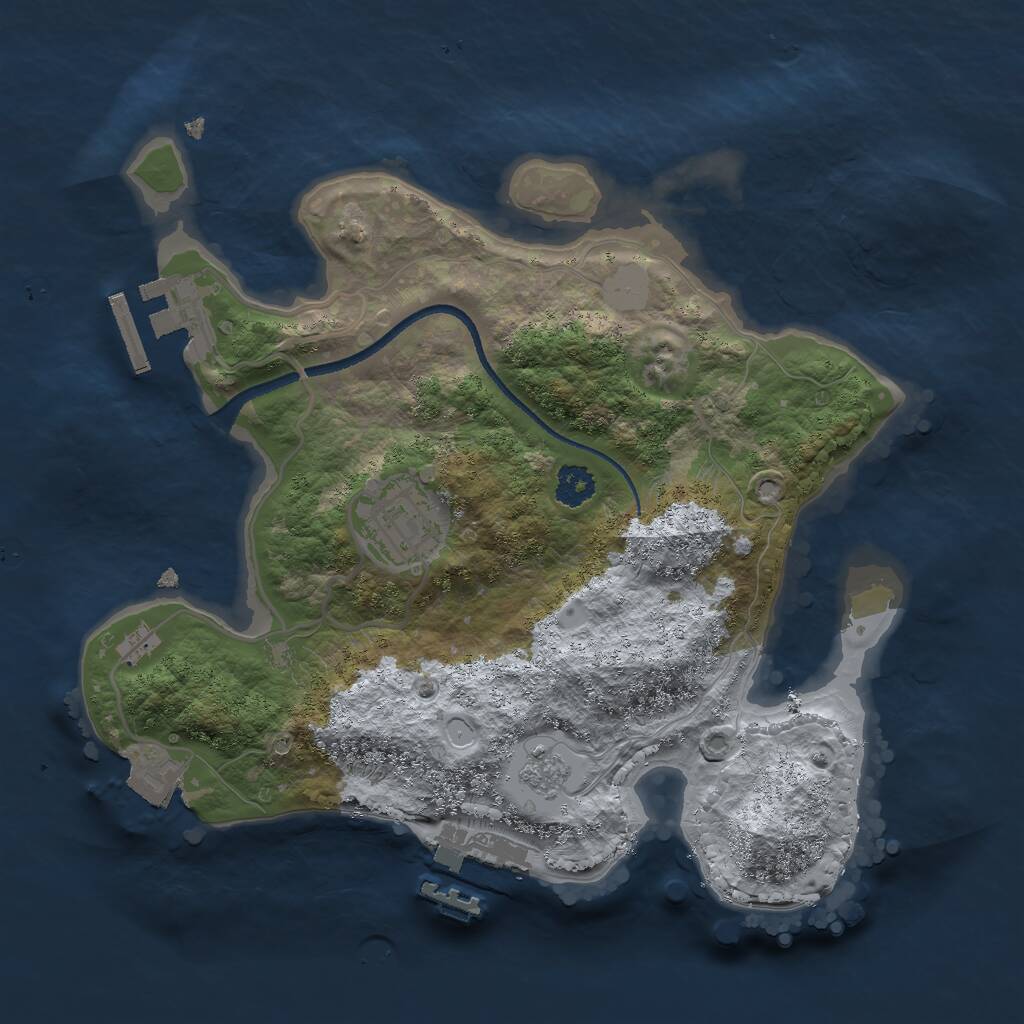 Rust Map: Procedural Map, Size: 2500, Seed: 86224, 5 Monuments