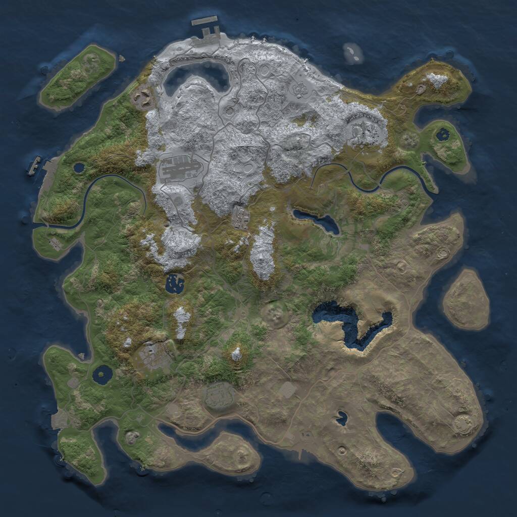 Rust Map: Procedural Map, Size: 4000, Seed: 2056115527, 13 Monuments