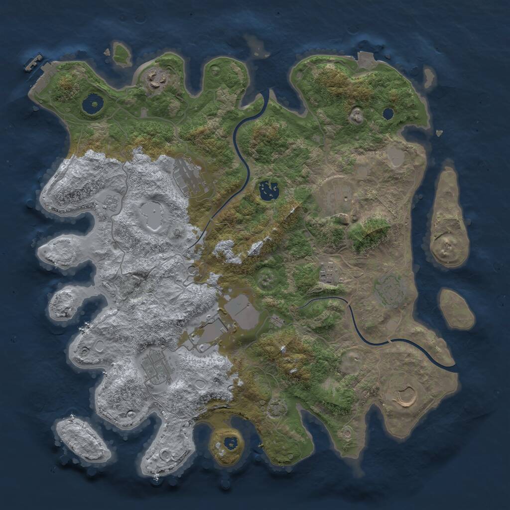 Rust Map: Procedural Map, Size: 3750, Seed: 1855820872, 14 Monuments