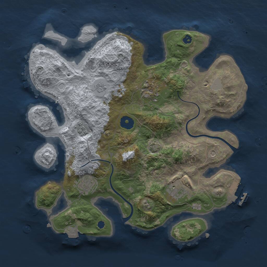 Rust Map: Procedural Map, Size: 3000, Seed: 2722, 9 Monuments
