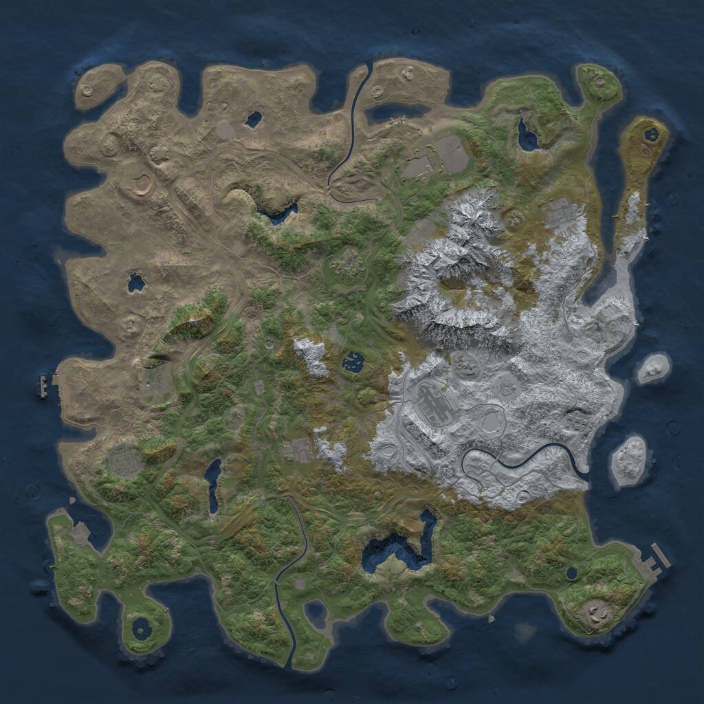 Rust Map: Procedural Map, Size: 5000, Seed: 1628152227, 17 Monuments