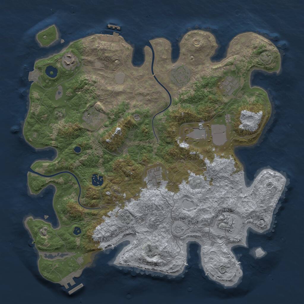 Rust Map: Procedural Map, Size: 3750, Seed: 515155, 15 Monuments