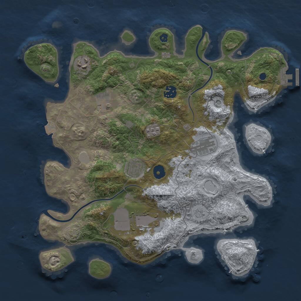 Rust Map: Procedural Map, Size: 3500, Seed: 16361990, 12 Monuments